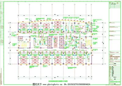 标准层病房层空调通风平面图CAD图纸